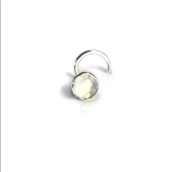 925 Sterling Silver Rainbow Moonstone Cartilage Helix Conch Tragus Stud Earring - Picture 5 of 11